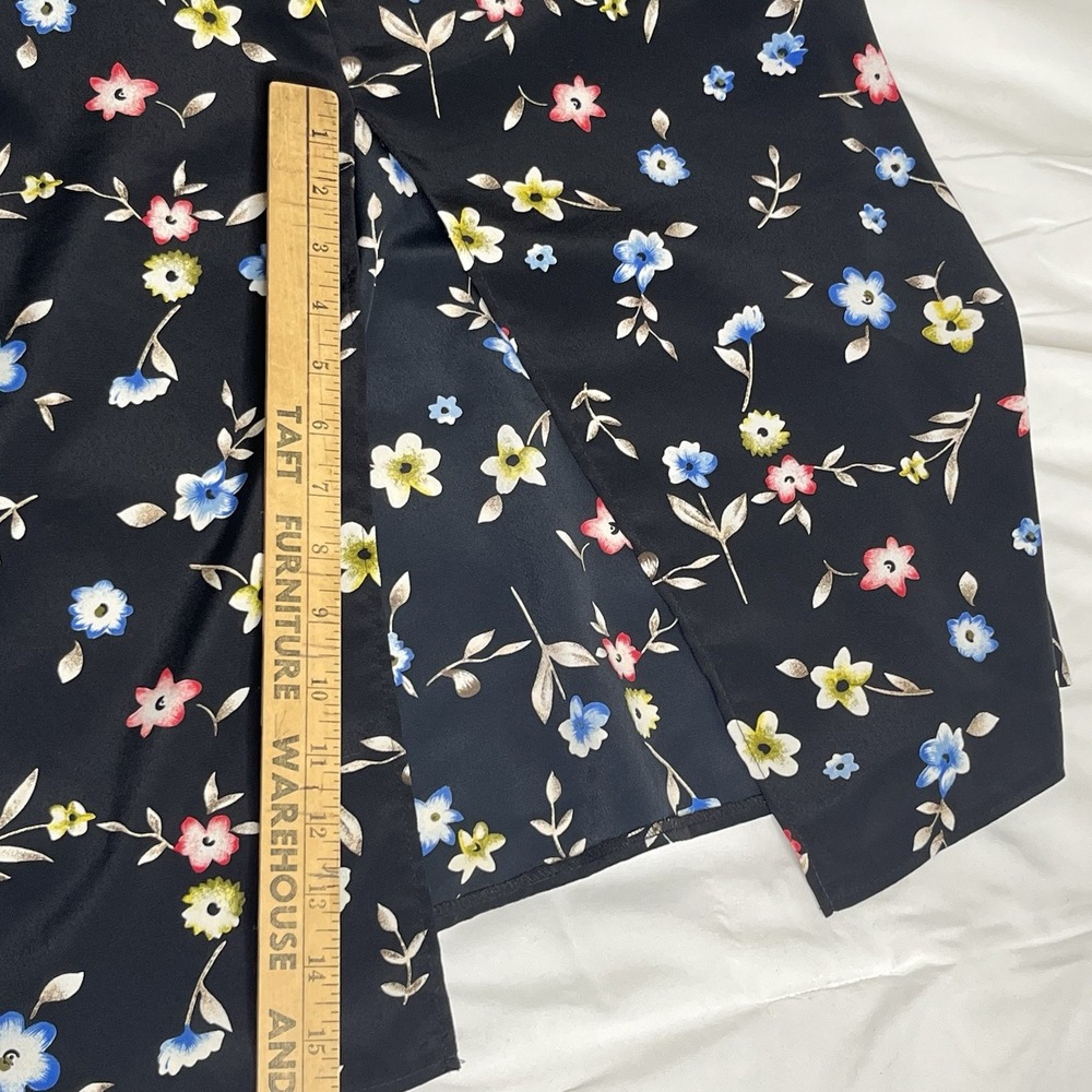 Rikki J Vintage 90s Floral Maxi Skirt Black Small Whimsigoth Prairie Modest Boho - Picture 8 of 9